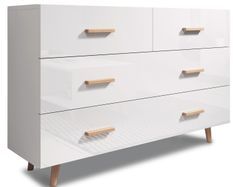 Buffet style scandinave blanc mat et blanc laqué Kunamy 125 cm