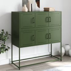 Buffet vert olive 100,5x39x107 cm acier laminé à froid