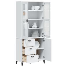 Buffet VIKEN blanc 80x40x190 cm bois massif de pin