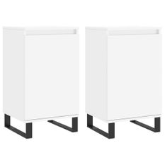 Buffets 2 pcs blanc 40x35x70 cm bois d’ingénierie