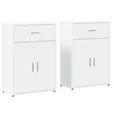 Buffets 2 pcs blanc 60x30x84 cm bois d'ingénierie