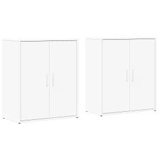 Buffets 2 pcs blanc 60x31x70 cm bois d'ingénierie