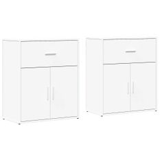 Buffets 2 pcs blanc 60x31x70 cm bois d'ingénierie