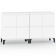 Buffets 2 pcs blanc 60x35x70 cm bois d'ingénierie