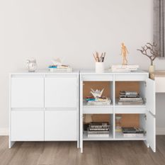 Buffets 2 pcs Blanc 70x41x75 cm Bois d'ingénierie
