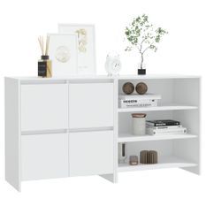 Buffets 2 pcs Blanc Bois d'ingénierie