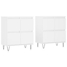 Buffets 2 pcs blanc bois d'ingénierie