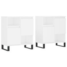 Buffets 2 pcs blanc bois d'ingénierie