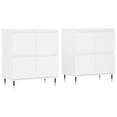 Buffets 2 pcs blanc bois d'ingénierie