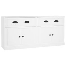 Buffets 2 pcs blanc bois d'ingénierie