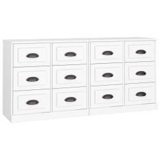 Buffets 2 pcs blanc bois d'ingénierie