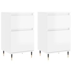 Buffets 2 pcs blanc brillant 40x35x70 cm bois d'ingénierie