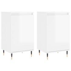 Buffets 2 pcs blanc brillant 40x35x70 cm bois d'ingénierie