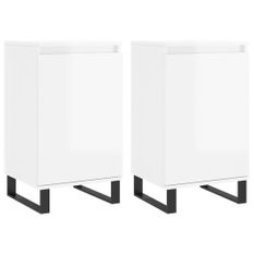 Buffets 2 pcs blanc brillant 40x35x70 cm bois d'ingénierie