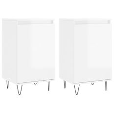 Buffets 2 pcs blanc brillant 40x35x70 cm bois d'ingénierie