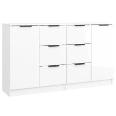 Buffets 2 pcs Blanc brillant 60x30x70 cm Bois d'ingénierie