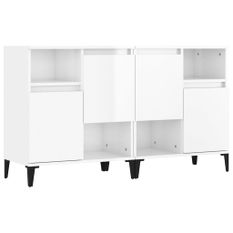 Buffets 2 pcs blanc brillant 60x35x70 cm bois d'ingénierie