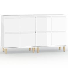 Buffets 2 pcs blanc brillant 60x35x70 cm bois d'ingénierie