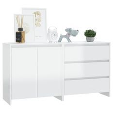 Buffets 2 pcs Blanc brillant Bois d'ingénierie 2