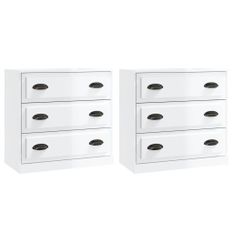 Buffets 2 pcs blanc brillant bois d'ingénierie