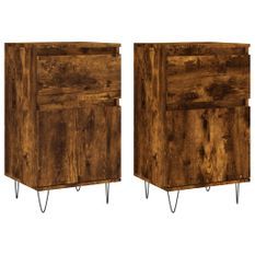 Buffets 2 pcs chêne fumé 40x35x70 cm bois d'ingénierie