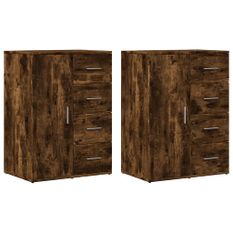 Buffets 2 pcs chêne fumé 59x39x80 cm bois d'ingénierie