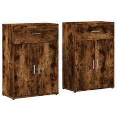 Buffets 2 pcs chêne fumé 60x30x84 cm bois d'ingénierie