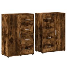 Buffets 2 pcs chêne fumé 60x31x84 cm bois d'ingénierie