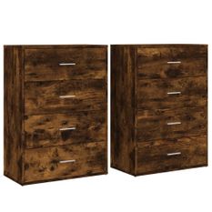 Buffets 2 pcs chêne fumé 60x31x84 cm bois d'ingénierie