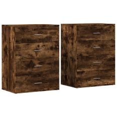 Buffets 2 pcs chêne fumé 60x39x80 cm bois d'ingénierie