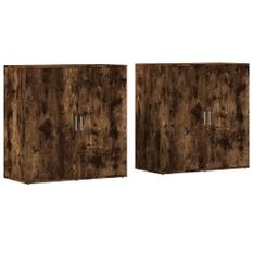 Buffets 2 pcs chêne fumé 79x38x80 cm bois d'ingénierie