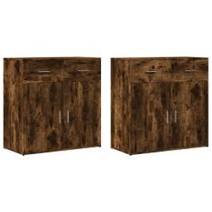 Buffets 2 pcs chêne fumé 79x38x80 cm bois d'ingénierie