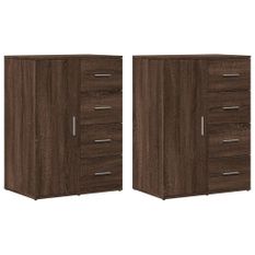 Buffets 2 pcs chêne marron 59x39x80 cm bois d'ingénierie