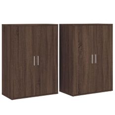 Buffets 2 pcs chêne marron 60x31x84 cm bois d'ingénierie