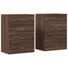 Buffets 2 pcs chêne marron 60x39x80 cm bois d'ingénierie