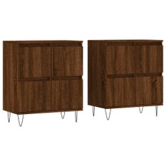 Buffets 2 pcs chêne marron bois d'ingénierie