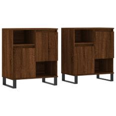 Buffets 2 pcs chêne marron bois d'ingénierie