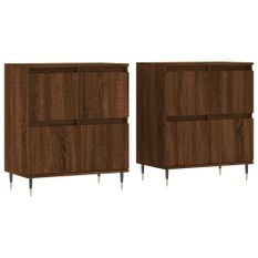 Buffets 2 pcs chêne marron bois d'ingénierie