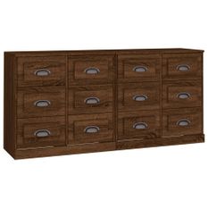 Buffets 2 pcs chêne marron bois d'ingénierie