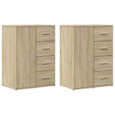 Buffets 2 pcs chêne sonoma 59x39x80 cm bois d'ingénierie