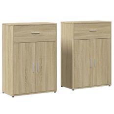 Buffets 2 pcs chêne sonoma 60x30x84 cm bois d'ingénierie