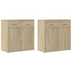 Buffets 2 pcs chêne sonoma 79x38x80 cm bois d'ingénierie