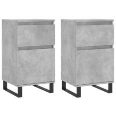 Buffets 2 pcs gris béton 40x35x70 cm bois d'ingénierie