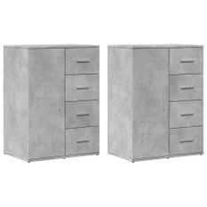 Buffets 2 pcs gris béton 59x39x80 cm bois d'ingénierie