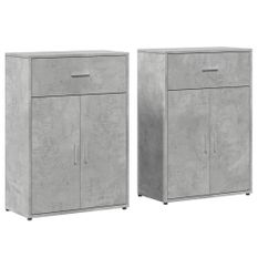 Buffets 2 pcs gris béton 60x30x84 cm bois d'ingénierie