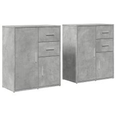 Buffets 2 pcs gris béton 60x31x70 cm bois d'ingénierie