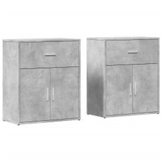 Buffets 2 pcs gris béton 60x31x70 cm bois d'ingénierie