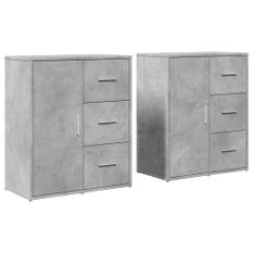 Buffets 2 pcs gris béton 60x31x70 cm bois d'ingénierie