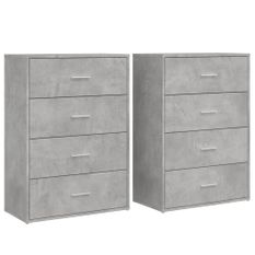 Buffets 2 pcs gris béton 60x31x84 cm bois d'ingénierie