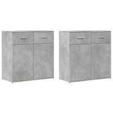 Buffets 2 pcs gris béton 79x38x80 cm bois d'ingénierie